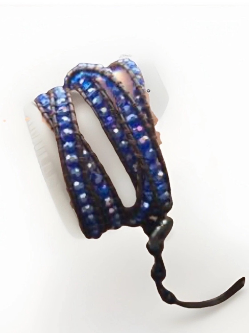 Victoria Emerson Blue Crystal Wrap Bracelet leather cord hippie boho